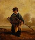 British School 19th Century Fisherboy with Net