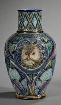 Doulton Lambeth Stoneware Owl Vase