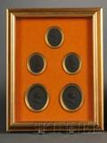 Framed Wedgwood Black Basalt Portrait Medallion Group
