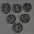Six Wedgwood Black Basalt Intaglio Medallions