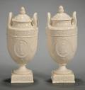 Pair of Wedgwood Queens Ware Vases and Covers