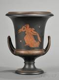 Wedgwood Black Basalt Encaustic Decorated CalyxKrater Vase