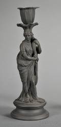 Wedgwood Black Basalt Figural Candlestick