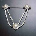 Pearl and Diamond Draperie Jabot Brooch Paris
