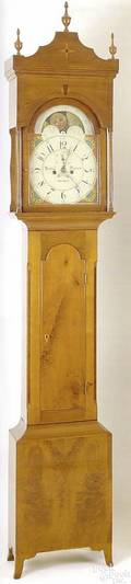 Reading Pennsylvania walnut tall case clock ca 1810
