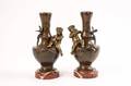 Pair of French Bronze Figural Epergne Vases