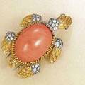 Gold and Coral Sea Turtle Clip Brooch New York