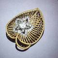 Diamond and Gold Leaf Clip Brooch Paris