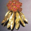 Gold and Ruby Floral Clip Brooch Paris