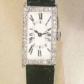 Montre bracelet rectangulaire platinum and diamond ladys wristwatch Paris