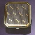 Black Enamel and Gold Powder Compact Paris