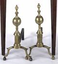 Pair of Federal brass andirons ca 1800