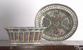 Rose medallion porcelain reticulated basket and undertray 19th c