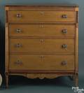 New England Sheraton tiger maple and poplar chest ca 1820