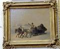 Russian oil on canvas winter landscape with 4 men on a troika signed indistinctly lower right HC Benzko1838 13 x 16 14