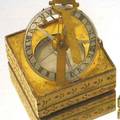 Interesting silvered and brass folding equinoctial sundial with geared minute ring