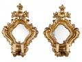 Pair of Italian Giltwood 2 Light Mirrored Sconces