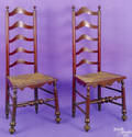 Pair of Chester County Pennsylvania maple ladderback side chairs ca1730
