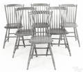 Set of 5 painted windsor bent rodback chairs ca 1820