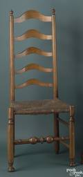 Pair of Pennsylvania tiger maple and maple ladderback side chairs ca 1775
