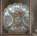 Rose medallion scalloped edge bowl and footed tray 19th c