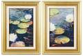 Pair of Small Oil Paintings of Lily Pads Signed