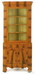 Pennsylvania painted poplar corner cupboard ca1850