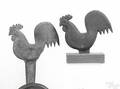Two cast iron rooster windmill weights 19th c