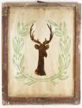 Rustic Art Glass Window with Stag Motif
