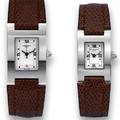 SET OF 2 CHAUMET WATCHES    Guilloch silver with painted black Roman numerals and square indexes