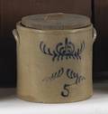 Five gallon stoneware crock 19th c