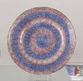 Blue and red rainbow spatter plate