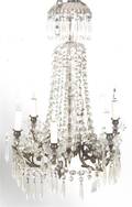 A Brass and Glass SixLight Chandelier