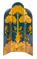 A Lacquered Gilt Painted ThreePaneled Folding Screen