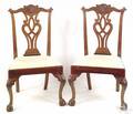 Extremely fine pair of Delaware Valley Chippendale walnut dining chairs ca 1770