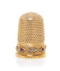 A Victorian 15Karat Gold Diamond and Ruby Mounted Thimble