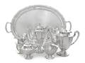 A Mexican Silver FivePiece Tea and Coffee Set and Matching Tray