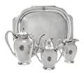 An American Silver ThreePiece Coffee Set and Tray