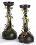Pair of irridescent glass vases