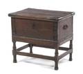 A Continental Iron Mounted Oak Chest on Stand