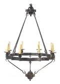 A Wrought Iron EightLight Chandelier