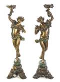 A Pair of Continental Gilt and Polychrome Decorated Figures
