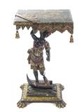 A Venetian Painted and Parcel Gilt Figural Console Table