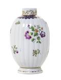A Worcester Polychrome Porcelain Tea Caddy