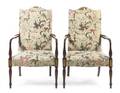 A Pair of Sheraton Style Mahogany Open Armchairs
