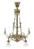A Victorian Brass TenLight Chandelier