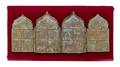 A Russian Enameled Bronze Quadriptych Icon