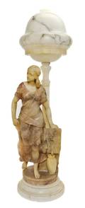An Italian Alabaster Figural Lamp