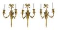 Three Louis XVI Style Gilt Bronze TwoLight Sconces