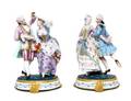 A Pair of Continental Bisque Porcelain Figural Groups